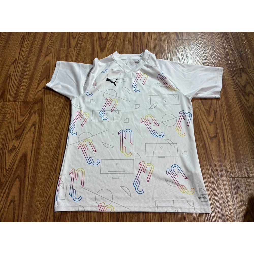#J116 PUMA Neymar Jr. Thrill White Soccer Training Jersey Size M #10 Large